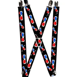 Suspenders - 1.0" - 3-D Glasses Dripping w/Stars