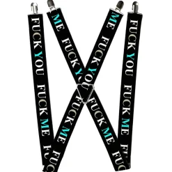 Suspenders - 1.5" - FUCK YOU/FUCK ME Black/White/Blue