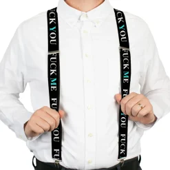 Suspenders - 1.5" - FUCK YOU/FUCK ME Black/White/Blue