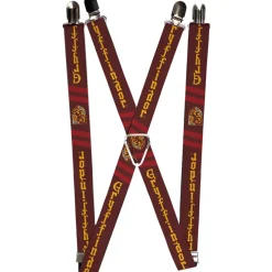 Suspenders - 1.0" - GRYFFINDOR Badge 2-Stripe Burgundy Reds Gold