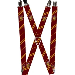 Suspenders - 1.0" - GRYFFINDOR Crest Stripe Burgundy Gold