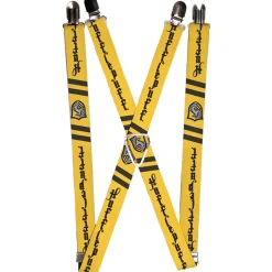 Suspenders - 1.0" - HUFFLEPUFF Badge 2-Stripe Yellow Black Grays
