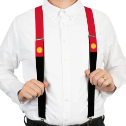 Suspenders - 1.5" - Mickey Mouse Bounding Buttons Black/Red/Yellows