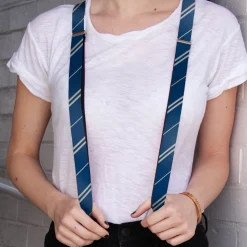 Suspenders - 1.0" - RAVENCLAW Crest Stripe Blue Gray