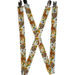 Suspenders - 1.0" - Scooby Doo Pose Silhouette SD Dog Tag Dots Blue Tan Orange Olive Browns