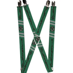 Suspenders - 1.0" - SLYTHERIN Badge 2-Stripe Green Gray Black