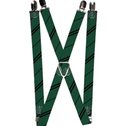 Suspenders - 1.0" - Slytherin Crest Stripe Green Black