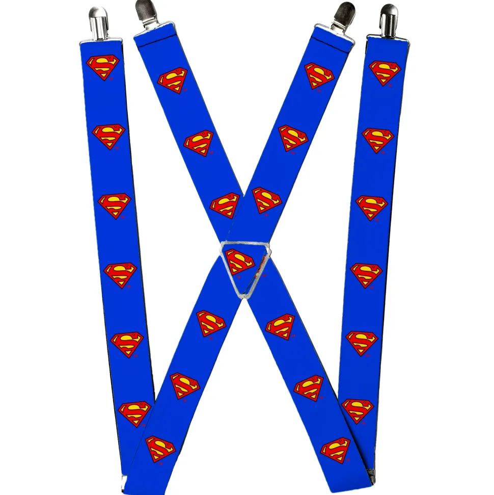 Suspenders - 1.5" - Superman Shield Blue