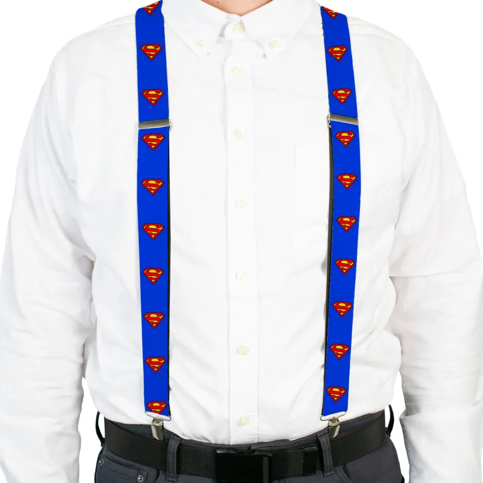 Suspenders - 1.5" - Superman Shield Blue