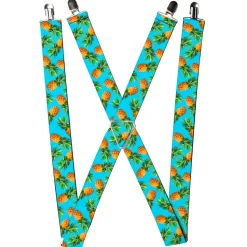 Suspenders - 1.5" - Vivid Pineapples Scattered Blue