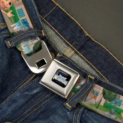 The Adventures of Jimmy Neutron Logo Full Color Black/Blues Full Color Seatbelt Belt - THE ADVENTURES OF JIMMY NEUTRON Group School Pose Webbing