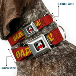 THE BIG BANG THEORY Full Color Black White Red Seatbelt Buckle Collar - BAZINGA! Red/Gold/Black
