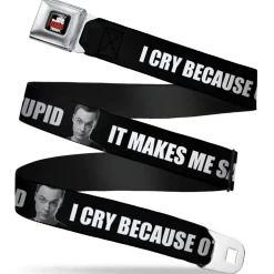 THE BIG BANG THEORY Full Color Black White Red Seatbelt Belt - Sheldon I CRY BECAUSE OTHERS ARE STUPID/THAT MAKES ME SAD Black/White Webbing