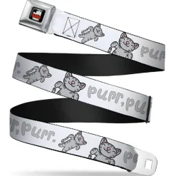 THE BIG BANG THEORY Full Color Black White Red Seatbelt Belt - Soft Kitty PURR, PURR, PURR Webbing