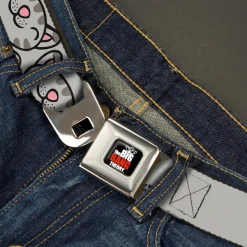 THE BIG BANG THEORY Full Color Black White Red Seatbelt Belt - Soft Kitty Face CLOSE-UP Gray Webbing