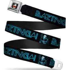 THE BIG BANG THEORY Full Color Black White Red Seatbelt Belt - Sheldon/BAZINGA! Black/Blue Glow Webbing