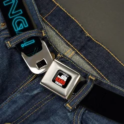 THE BIG BANG THEORY Full Color Black White Red Seatbelt Belt - Sheldon/BAZINGA! Black/Blue Glow Webbing