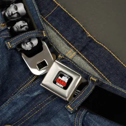 THE BIG BANG THEORY Full Color Black White Red Seatbelt Belt - The Big Bang Theory Group/BAZINGA Black/White Webbing