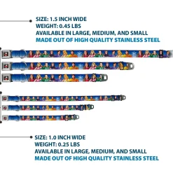 THE BIG BANG THEORY Full Color Black White Red Seatbelt Buckle Collar - The Big Bang Theory Superhero Characters Group Blue Dot Fade