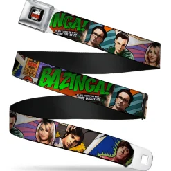 THE BIG BANG THEORY Full Color Black White Red Seatbelt Belt - The Big Bang Theory Comic Strip Webbing