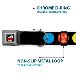 THE BIG BANG THEORY Full Color Black White Red Seatbelt Buckle Collar - THE BIG BANG THEORY DNA/Atom/E/Radiation Black