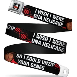 THE BIG BANG THEORY Full Color Black White Red Seatbelt Belt - Howard/Double Helix I WISH I WERE DNA HELICASE Black/White/Red Webbing