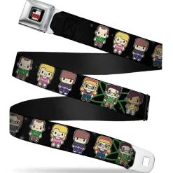 THE BIG BANG THEORY Full Color Black White Red Seatbelt Belt - Big Bang Theory Chibi Characters/Atom/Stars Webbing