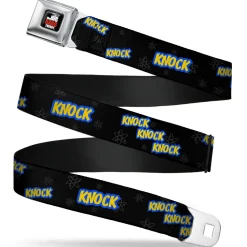 THE BIG BANG THEORY Full Color Black White Red Seatbelt Belt - KNOCK KNOCK KNOCK/Atoms Black/Gray/Blue/Yellow Webbing