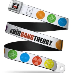 THE BIG BANG THEORY Full Color Black White Red Seatbelt Belt - THE BIG BANG THEORY DNA/Atom/E/Radiation White Webbing