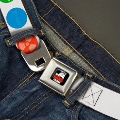 THE BIG BANG THEORY Full Color Black White Red Seatbelt Belt - THE BIG BANG THEORY DNA/Atom/E/Radiation White Webbing