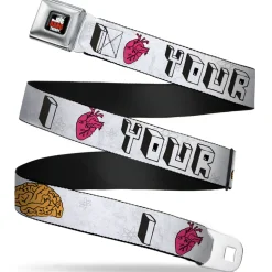THE BIG BANG THEORY Full Color Black White Red Seatbelt Belt - I "HEART" YOUR "BRAIN" Sketch Webbing