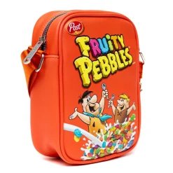 The Flintstones Bag, Cross Body, Fruity Pebbles Fred and Barney Cereal Box Replica, Bright Red, Vegan Leather