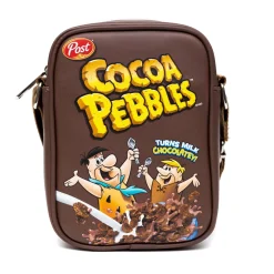 The Flintstones Bag, Cross Body, Cocoa Pebbles Fred and Barney Cereal Box Replica, Brown, Vegan Leather