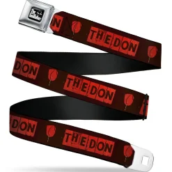THE GODFATHER Title Logo Full Color Black/White Seatbelt Belt - The Godfather THE DON Blocks and Rose Black/Red Webbing