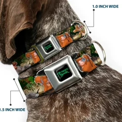 THE JUNGLE BOOK Full Color Black/Green Seatbelt Buckle Collar - The Jungle Book I Wanna Be Like You 4-Character Scene