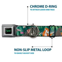THE JUNGLE BOOK Full Color Black/Green Seatbelt Buckle Collar - The Jungle Book 8-Character Group Greens
