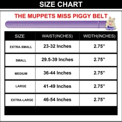 The Muppets Miss Piggy Pose Glitter Enamel Cast Buckle - 2.75 Inch Wide Lavender PU Strap Belt