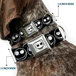 The Nightmare Before Christmas Jack Smiling Full Color White/Black Seatbelt Buckle Collar - The Nightmare Before Christmas Jack 5-Expressions Black/White