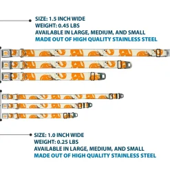 The Nightmare Before Christmas Pumpkin Ivory/Orange Seatbelt Buckle Collar - The Nightmare Before Christmas Jack Pose and Pumpkins Collage Ivory/Orange/Black