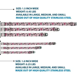 The Nightmare Before Christmas LOVE YOU TO DEATH Full Color Pink/Black Seatbelt Buckle Collar - The Nightmare Before Christmas Jack and Sally Doodles Pinks/Black