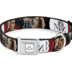 THE NUN Text Logo Full Color White/Grays Seatbelt Buckle Collar - THE NUN Sister Irene Poses Collage