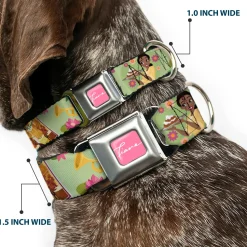 The Princess and the Frog TIANA Script Full Color Pink/White Seatbelt Buckle Collar - The Princess and the Frog Tiana's Place Collage Greens/Pinks