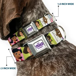 THE PROUD FAMILY Title Logo Full Color White/Purple Seatbelt Buckle Collar - The Proud Family 6-Character Block Poses
