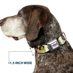 THE PROUD FAMILY Title Logo Full Color White/Purple Seatbelt Buckle Collar - The Proud Family 6-Character Block Poses