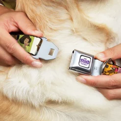 THE PROUD FAMILY Title Logo Full Color White/Purple Seatbelt Buckle Collar - The Proud Family 6-Character Block Poses