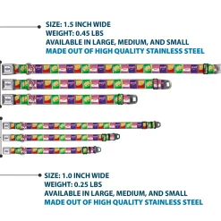 THE PROUD FAMILY Title Logo Full Color White/Purple Seatbelt Buckle Collar - The Proud Family PROUD SNACKS Logo Blocks Multi Color