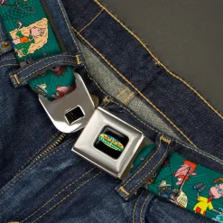The Wild Thornberry's Logo Full Color Seatbelt Belt - The Wild Thornberry's Family Pose2 Teals Webbing