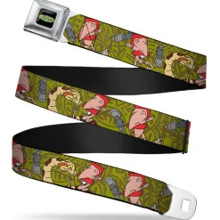 The Wild Thornberry's Logo Full Color Seatbelt Belt - Nigel Thornberry w/Snake Poses Olive/Brown Webbing