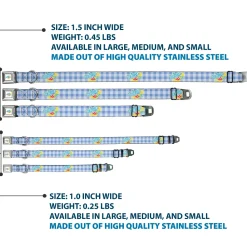 THE WIZARD OF OZ Logo Full Color White Seatbelt Buckle Collar - THE WIZARD OF OZ Logo Gingham Checker Blues