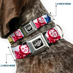THE WIZARD OF OZ Title Logo Full Color Black/White Seatbelt Buckle Collar - The Wizard of Oz Dorothy and Toto Pose Blocks Blues/Yellows/Reds
